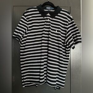Ralph Lauren Golf Pima Cotton Short Sleeve Polo Shirt XL Black White Stripe VTG